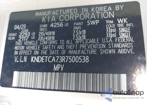 2024 Kia Seltos Sx Turbo z USA, uszkodzony, nr VIN KNDETCA73R7500538